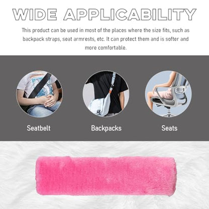 2 PCS Seat Belt Shoulder Pads, Soft Fluffy Plush Seat Belt Shoulder Strap Covers, Comfy Warm Seat Belt Strap Cover Shoulder Cushion for Adult Children, Car Accessories (Pink) - color: Pink