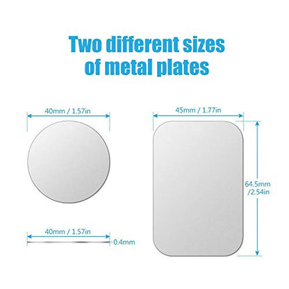 Mount Metal Plate with Adhesive for Magnetic Cradle-Less Mount - X4 Pack 2 Rectangle and 2 Round (Compatible with Magnetic mounts) (Silver) - color: Silver