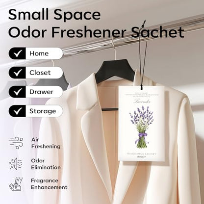 MYARO 12 Pack Lavender Scented Sachets | Odor Eliminator & Air Freshener for Drawer, Closet, Car, Shoes, Gym Bag, Suitcase | Home Fragrance Gift Set - color: Lavender