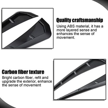Miytsya 2 PCS Car Fender Side Vents, ABS Carbon Fiber Spoiler, Fender Decorative Stickers, Air Flow Intake Hole Grille Auto Exterior Accessories Universal (Black)