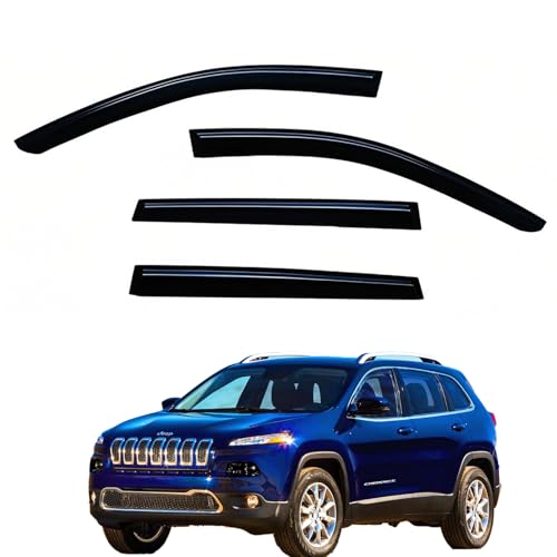 Window Visors Rain Guards fits 2014-2021 Cherokee, Out-Channel Window Wind Deflectors Vent Shades Accessories, Dark Smoke 4 Pcs, 2015 2016 2017 2018 2019 2020 - size: 2014-2021 Cherokee