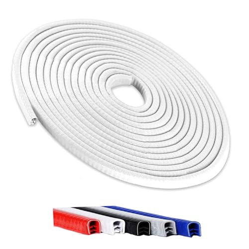 Winfort 16.5FT(5M) Universal Car Door Edge Protector Guards, No-Glue Required Rubber Seal U Shape Automotive Door Entry Guard, Suitable for Most Cars, SUVs and Trucks (White) - color: White, size: 16.5Ft