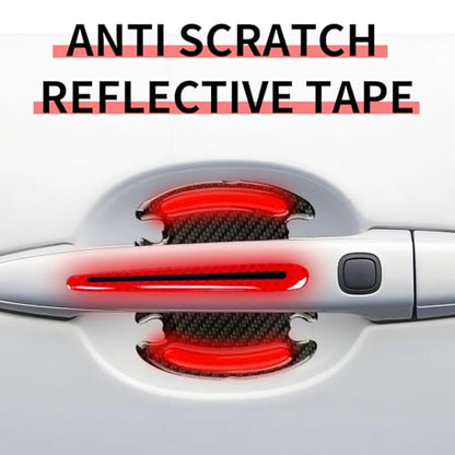 1 Pack 8 Pcs Car Door Handle Protector Reflective Stickers Universal Auto Door Handle Paint Guard Cover, Self-Adhesive Fits Fou Most Vehicle (Red) - color: Red