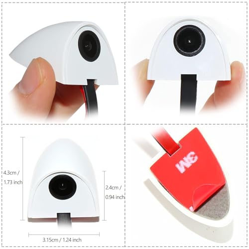 EWAY 2PCs Car Door Blind Spot Side View Camera, Self-Adhesive Screw-Free, Mini Style, Support Upside Down Flip Image, 92° Angle Blindspot Camera for Pickup Trucks SUVs Vans RVs Trailers - White