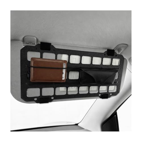Car Visor Organizer MOLLE Panel, Auto Modular Storage Shelf MOLLE Panel with Mounting Straps, Rigid Tactical Gear Storage Rack EDC Pouch Tool for Most Vehicle Sun Visors (Visor Panel) - color: Visor Panel