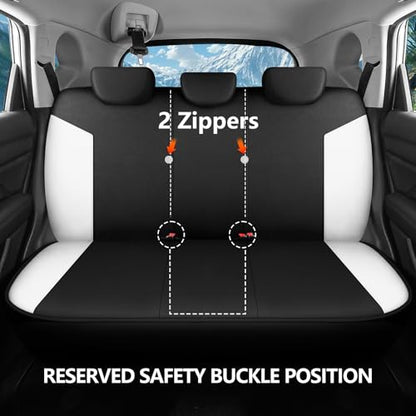 HChengkikz Car Seat Covers Full Set, Waterproof Neoprene Car Seat Covers, Airbag Compatible, All Season Protection Universal Fit Most Cars, Trucks, SUVs (Black + White) - color: Black White, size: Full Set