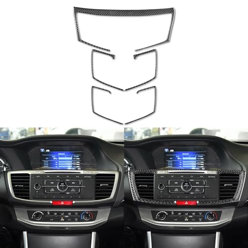 NVCNX Real Premium Carbon Fiber Compatible with Honda 9th Gen Accord 2013 2014 2015 2016 2017 SE LX Sport EX EX-L Touring Hybrid Accessories Car Dash Center Air Vent Frame Cover Interior Trim Black - color: Dash Center Air Vent Frame