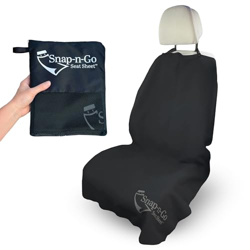 Car Seat Towel Cover After Gym Workout Yoga Pets | Snap-n-Go Seat Sheet™ Universal Fit with Headrest Post Straps, Quick-Dry Washable Sweat Protector for Cars, Trucks, SUVs Interior Protection (Black) - color: Black