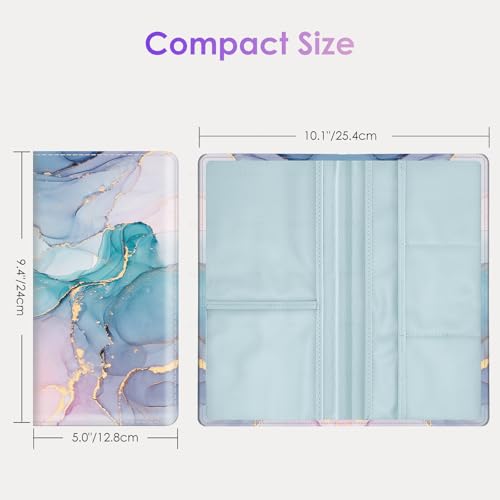 Car Registration and Insurance Holder，Colour Patterns Men Women Car License Document Registration and Insurance Card Holder - color: Blue Pink Marble