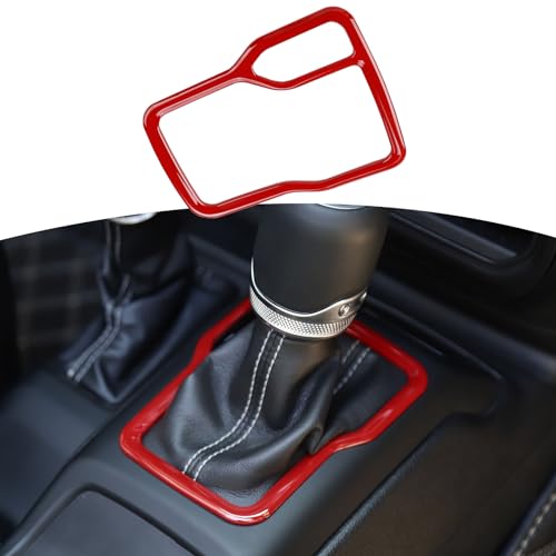 RT-TCZ for Wrangler JL Red Gear Shift Trim Cover Frame for Jeep Wrangler JL JLU Gladiator JT 2018-2024 Red Interior Accessories - color: Red