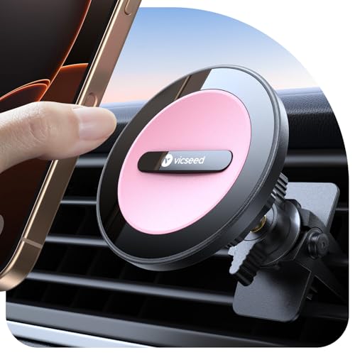 VICSEED for MagSafe Car Mount Vent Pink– [Super Magnet Power & Vent-Safe Clip] 360° Adjustable Study Magnetic Phone Holder Hands Free for iPhone 17 16 15 14 13 12 Pro Max - color: Pink