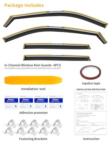 in-Channel Window Rain Guards Fit for Nissan Rogue 2021 2022 2023 2024 2025 2026, Extra Durable Window Visors Window Deflectors Vent Visors Vent Shades Car Accessories-4 pcs - size: Fit for 2021-2026 Nissan Rogue