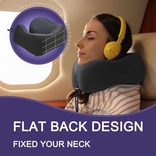 napfun Neck Pillow for Travel with Travel Pouch, Sleep Mask & Earplugs, Memory Foam Airplane Pillow for Headrest Sleep with Eyeshades, Plane Essentials with Eye Blindfold, Black Striped Kit - color: Black Striped Kit