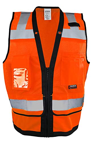 SU300G Surveyors Class 2 Green Reflective Vest with Tablet Pockets | Meets ANSI/ISEA Standards - color: Orange, size: XX-Large
