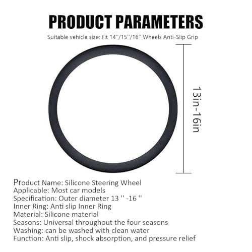 Stretchy Silicone Car Steering Wheel Cover - Universal Fit for Most Cars,Anti Slip Odorless Stretchy Steering Wheel Cover, Fit 14''/15''/16'' Steering Wheel Grip - color: Blue