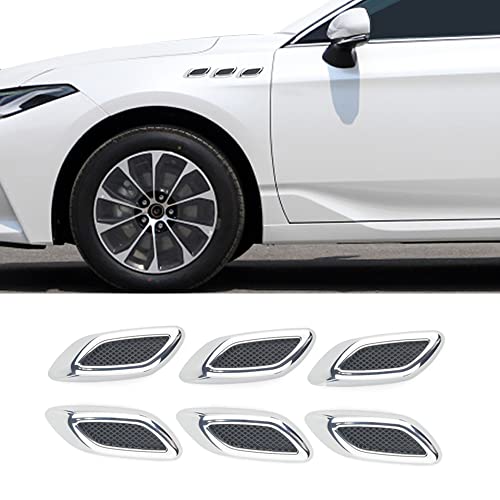 6pcs Car Fender Trim Decorative Intake Universal Auto Air Flow Bumper Side Vent Decal Scoop Hood Spolier Door Carbon Fiber ABS Chrome Silver Exterior Glossy Black Sticker for Most Cars… - style: Glossy Silver