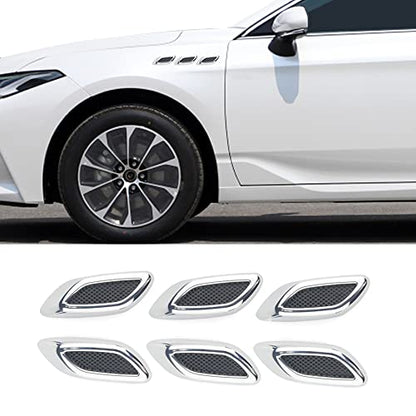 6pcs Car Fender Trim Decorative Intake Universal Auto Air Flow Bumper Side Vent Decal Scoop Hood Spolier Door Carbon Fiber ABS Chrome Silver Exterior Glossy Black Sticker for Most Cars… - style: Glossy Silver
