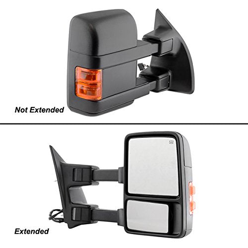 AKKON - For 08-16 Ford SuperDuty Extendable Towing Power Telescoping Wide Angle Side Mirrors Passenger Side - size: Passenger Side