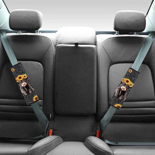 UNICEU Blake Leopard Highland Cow Auto Seat Belt Cover 2 Piece Set Cheetah Car Accessory Anti Slip Automotive Seatbelt Shoulder Pads for Women Men - color: Blake Leopard Highland Cow