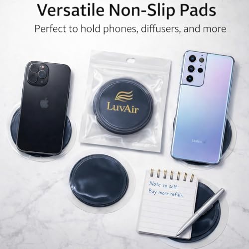 LuvAir Non Slip Pad for Car Dashboard – 4 Pack Anti Slip Grip Pads for Car Aroma Diffuser, Phone, GPS & Small Devices, Reusable Silicone Dashboard Mat