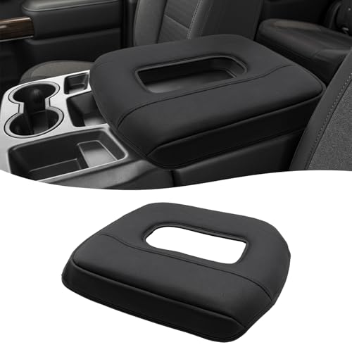 Center Console Armrest Cover for GMC Sierra & Chevy Silverado 2019-2026, 40/20/40 Jump Seat, Middle Console Lid Protector, Midlle-cut, Vinyl Leather Accessories, Anti-scratch, Black - color: Black, size: Jump Seat Console, 19-26 Sierra & Silverado
