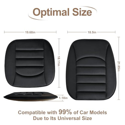 BOPUOVRE Memory Foam Car Seat Cushion with Breathable Fabric & Non-Slip Gel, Universal Fit for Car Truck Office Home 19.6x18x1.2 Black with Backrest - size: Base + Backrest