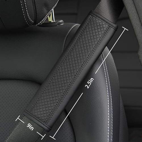 2PCS Car Seat Belt Cover, Soft Shoulder Strap Covers Harness Pads, Safety Leather Seatbelt Comfort Driving Cushion Protect Your Shoulder and Neck Universal for Car, SUV,Truck (Black) - color: Black