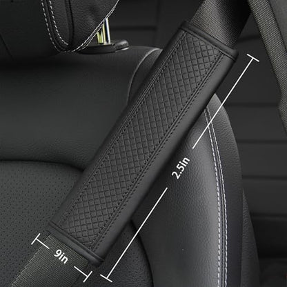 2PCS Car Seat Belt Cover, Soft Shoulder Strap Covers Harness Pads, Safety Leather Seatbelt Comfort Driving Cushion Protect Your Shoulder and Neck Universal for Car, SUV,Truck (Black) - color: Black