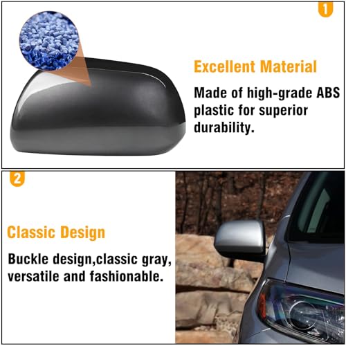 Moonlinks 1Pair Compatible with 2012 2013 2014 2015 2016 2017 2018 2019 2020 Toyota Sienna Mirror Cover Replacement, Gray Left Driver Side&Right Passenger Side Door Rearview Side Clip-on Mirror Cap - color: Pair Gray