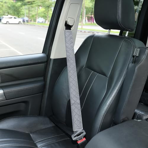 Amooca Soft Automotive Seat Belt Cover Seatbelt Shoulder Pad Neck Protector Cushions Universal Fit SUV Trucks Backpack Light Grey Extra Long 25.6in - color: Light Grey, size: 25.6in-1pc