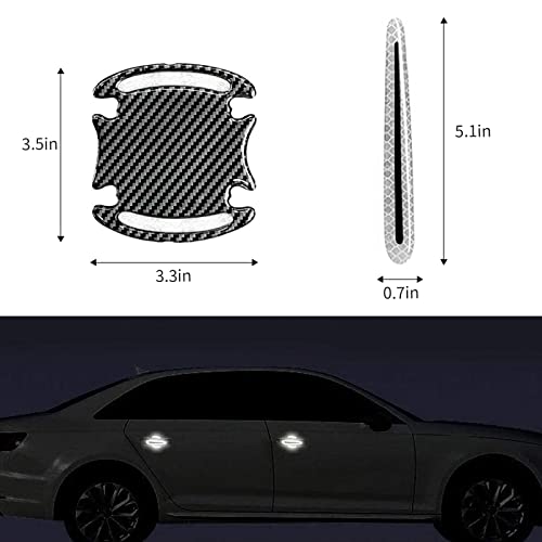 Car Door Handle Protector Reflective Sticker Universal Auto Carbon Fiber Door Handle Anti Scratch Cover Guard 8PCS Silver - color: Silver