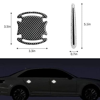 Car Door Handle Protector Reflective Sticker Universal Auto Carbon Fiber Door Handle Anti Scratch Cover Guard 8PCS Silver - color: Silver