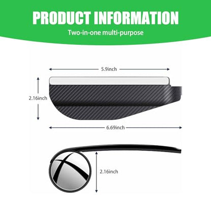 UGSHY Pack-2 Car Rearview Mirror Rain Eyebrows and Blind Spot Mirror, Universal Auxiliary Replacements for Most Cars, Trucks and Vans (Carbon Fiber Black)