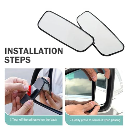 2 PCS Blind Spot Mirror, Rectangular Framed Curved Wide-angle Rearview Mirror, HD Anti-glare Parking Accessory with Adjustable Bracket, Truck Accessories for Men (Black)