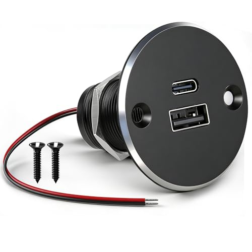 12V USB Outlet All-Aluminum QC 3.0 USB-A & USB-C PD3.0 Dual High-Speed Charger Socket, Recessed Mount Type-A Type-C Port for Camper Van Trailer RV Boat Truck (Big Version) - color: Big Version