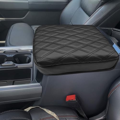 Zxiaochun Center Console Armrest Cover for F250 F350 F450 F550 2023 2024 2025 2026, Bucket Seat Arm Rest Lid PU Leather Cushion Protector Interior Accessories, Black - size: For 2023+ F250-F550 Bucket Console