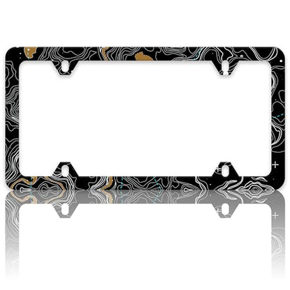 Topographic Map License Plate Frame Topography License Plate Holders Funny Auto Accessory Bracket Stainless Steel License Plate Frames with Screws for Women Men 6x12 Inch 4 Holes - color: Topographic Map
