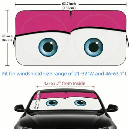 eygeufg Windshield Shade, Car Sun Shade for Front Windshield (Pink, Large) - color: Cute Pink Eyes, size: Medium