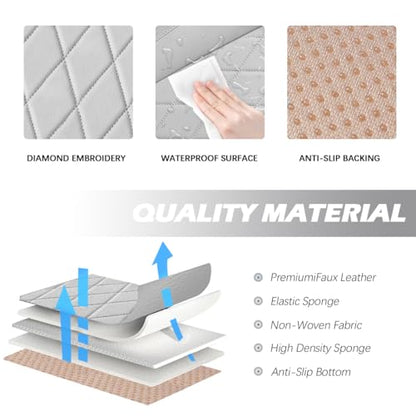 Front Bottom Seat Cover for Cars, 2-Pack Luxury Faux Leather Car Bottom Seat Cover Auto Seat Cushion, Anti-Slip, Waterproof, Universal Fit, Light Gray - color: Front Seats - Light Gray