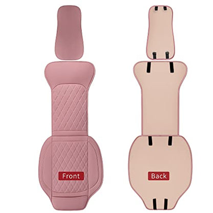 Sanwom Universal Front Leather Car Seat Covers Pink 2 Pcs Luxury Seat Covers, Anti-Slip Waterproof Auto Driver Cushions Fit SUV Pickup Van Sedan, Chevy Silverado GMC Sierra Dodge Ram Tacoma Ford - color: Pink-FRONT PAIR