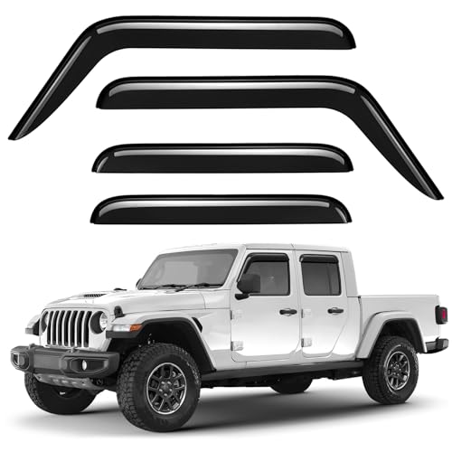 Window Deflectors Smoke Tinted Tape-On Side Window Vent Visor Deflectors Rain Guards Compatible with Jeep Gladiator 2020-2026 - 4pcs. GW0613 - color: For Gladiator 20-26