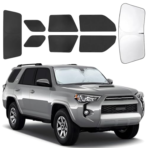 for Toyota 4Runner 2010-2024 Car Window Shades, 8pcs Privacy Sun Shade Set for Front Windshield Side and Rear Windows, Full Window Covers Keeps Vehicle Cool for Camping Napping - size: fit for Toyota 4Runner 2010-2024