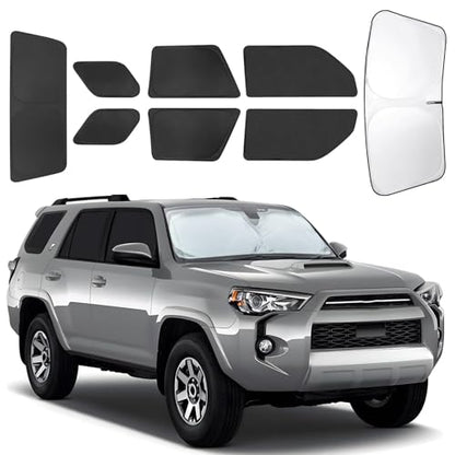 for Toyota 4Runner 2010-2024 Car Window Shades, 8pcs Privacy Sun Shade Set for Front Windshield Side and Rear Windows, Full Window Covers Keeps Vehicle Cool for Camping Napping - size: fit for Toyota 4Runner 2010-2024