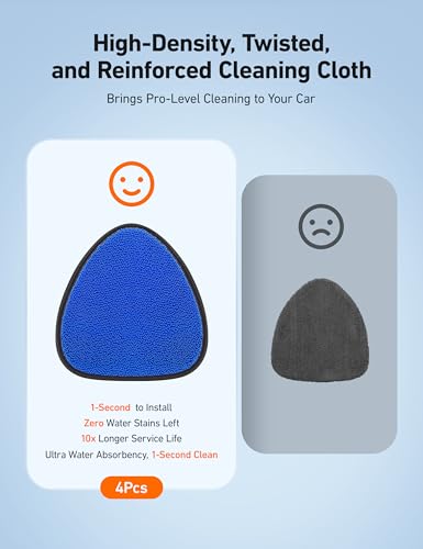 AstroAI Windshield Cleaner Tool, Car Window Cleaner with 4 Upgraded Microfiber Pads, 1 Spray Bottle, 180° Rotatable and Extendable Handle, Effortless Installation - style: with 4 Velcro Pads
