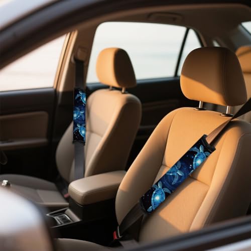 2Pcs Soft Auto Seat Belt Cover Pad Neon Galaxy Sea Turtle Print Colorful Car Seatbelt Shoulder Cushion for Comfortable Driving, Compatible with All Cars' Seatbelt and Backpack Straps - color: Turtle