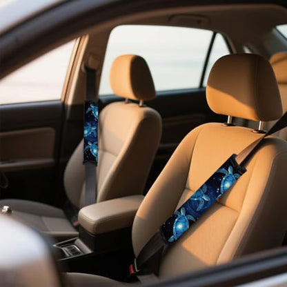 2Pcs Soft Auto Seat Belt Cover Pad Neon Galaxy Sea Turtle Print Colorful Car Seatbelt Shoulder Cushion for Comfortable Driving, Compatible with All Cars' Seatbelt and Backpack Straps - color: Turtle
