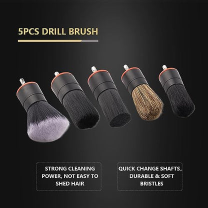 SPTA Drill Brush Attachment, 5 Pcs Mixed Hair Drill Brush Head Set, Auto Detail Set, Replacement Car Detail for Cleaning Interior or Exterior, Used on Electric, Electric Driver