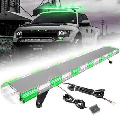 ASPL 53 inch 260 LED Low Profile Rooftop Strobe Lights Bar High Intensity Emergency Warning Flashing Beacon Snow Plow Light Traffic Advisor Car Hazard Construction Roof Lights Bars (Green/White) - color: Green/White