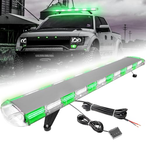 ASPL 53 inch 260 LED Low Profile Rooftop Strobe Lights Bar High Intensity Emergency Warning Flashing Beacon Snow Plow Light Traffic Advisor Car Hazard Construction Roof Lights Bars (Green/White) - color: Green/White