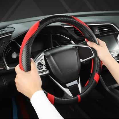 West Llama Microfiber Leather Car Steering Wheel Cover for Kia,14.5-15 inch (Black+Red-Standrad Size) - color: D-Black+Red